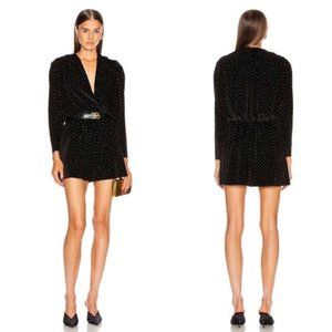 Balenciaga Romper Black Velvet Gold Studded V-neck Relaxed Fit